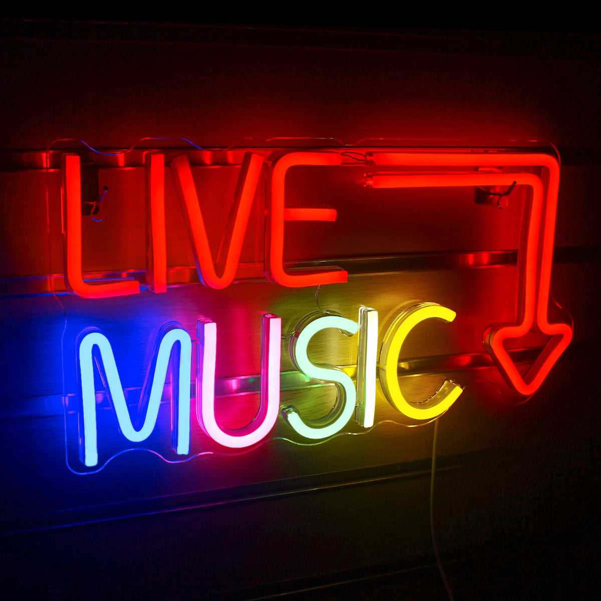 LIVE MUSIC – Pil – LED-neonskylt (5 V USB)