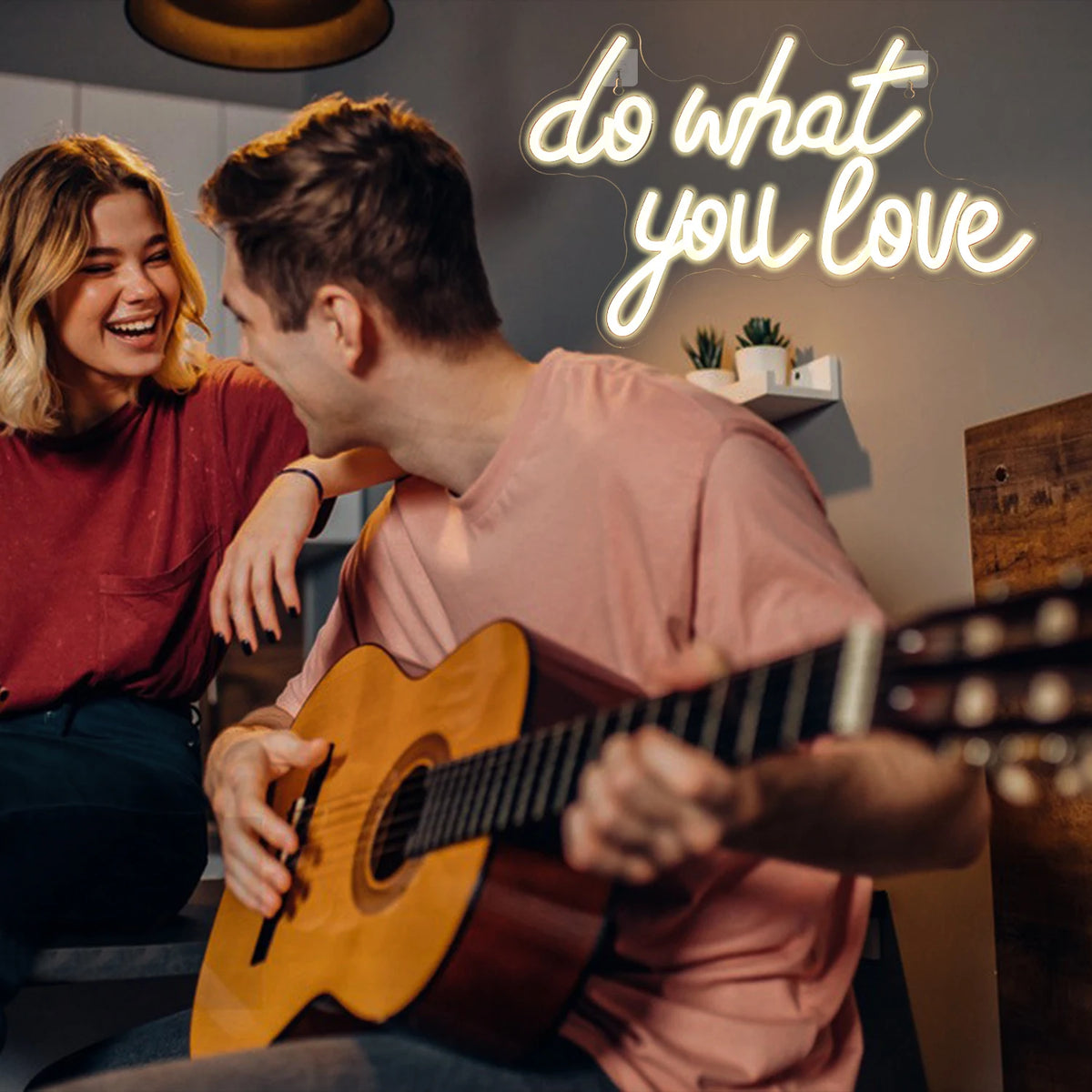 Do What You Love – Hjärta – LED-neonskylt (5 V USB)