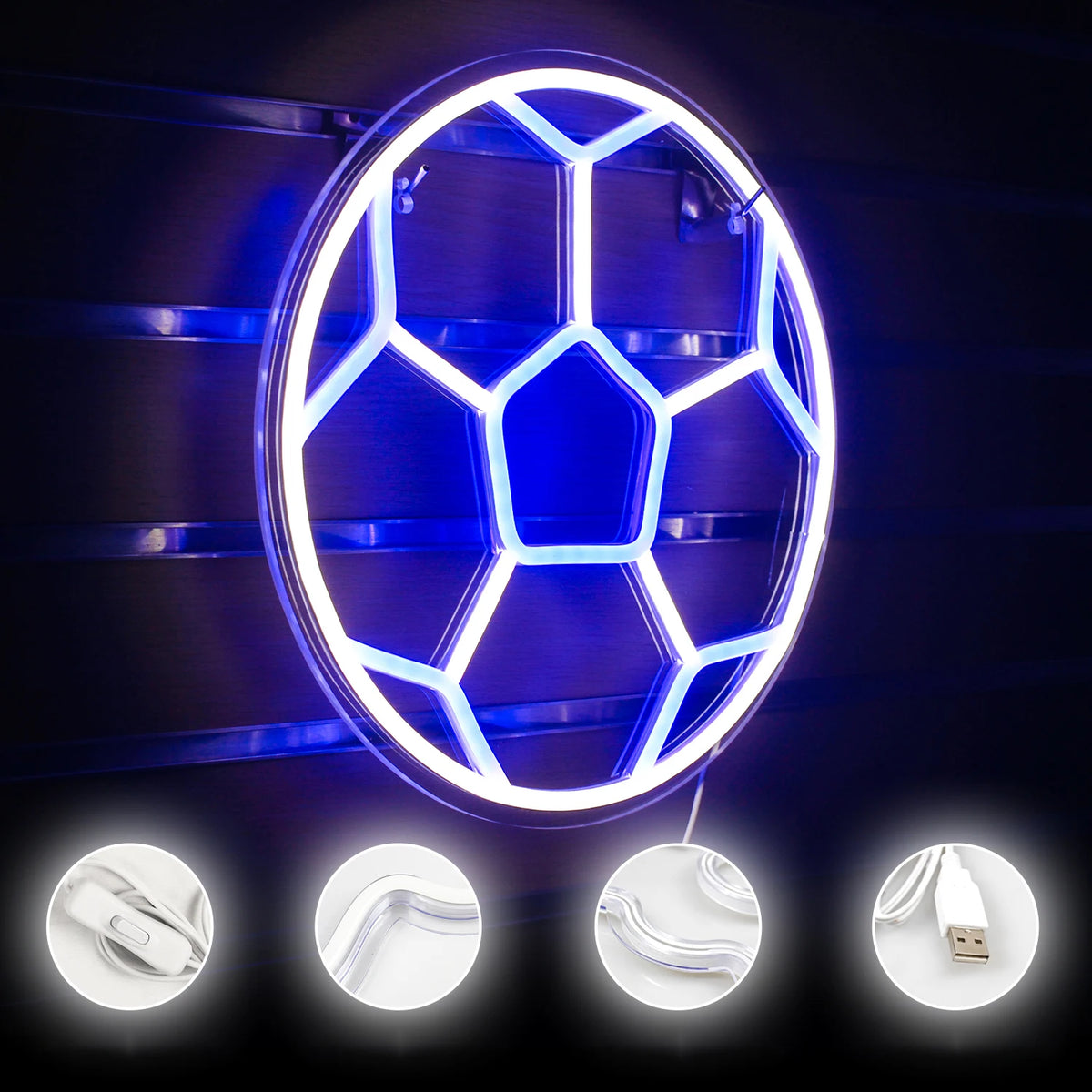 Fotboll – LED-neonskylt (5 V USB)