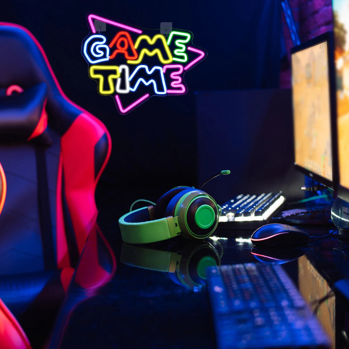 GAME TIME – Triangel – LED-neonskylt (5 V USB)