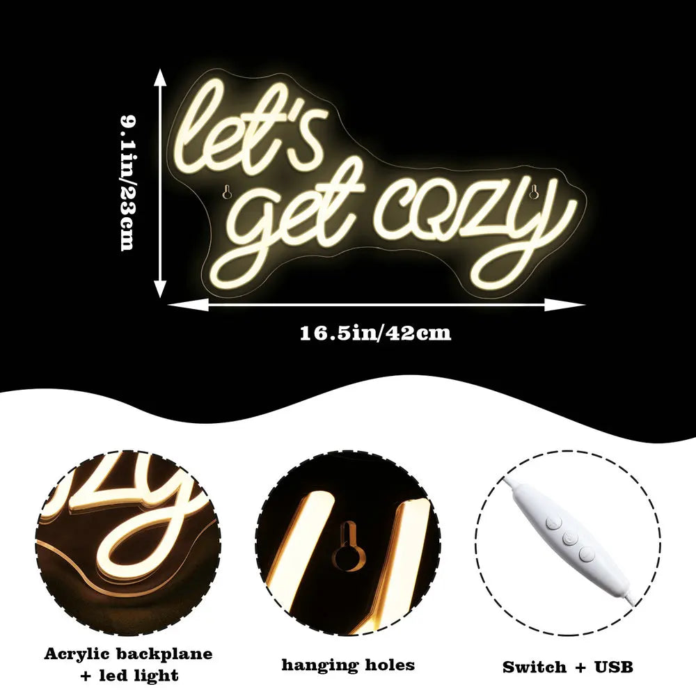 Let’s Get Cozy – LED-neonskylt (5 V USB)