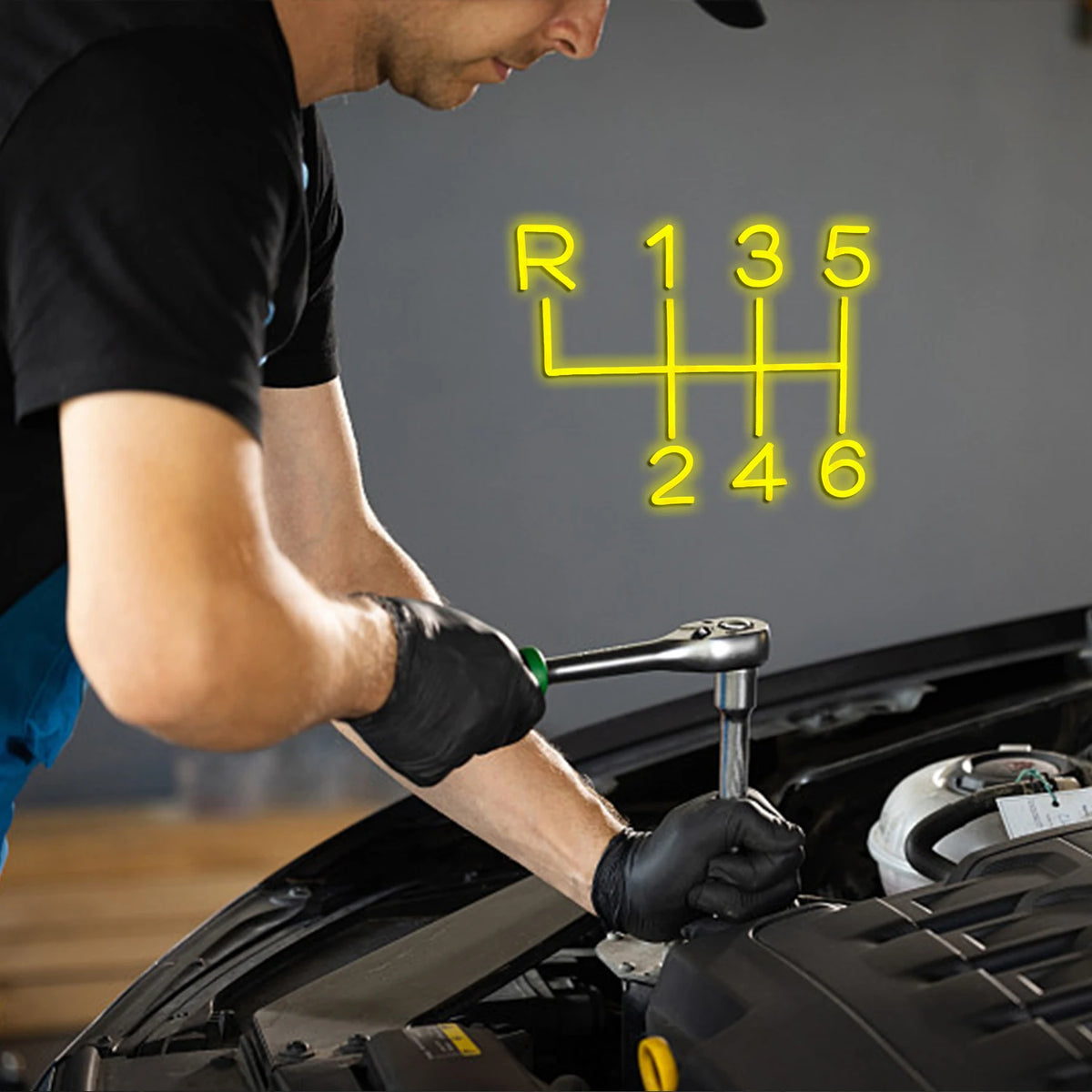 Bilens växelschema – LED-neonskylt (5 V USB)