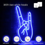 Rocktecken med handen – LED-neonskylt (5 V USB)