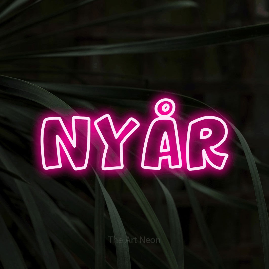 LED neon sign reading “Nyår”, arranged in a single line.