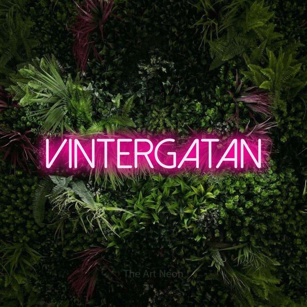 LED neon sign reading “Vintergatan”, arranged in a single line.