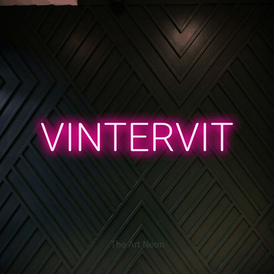 LED neon sign reading “VINTERVIT”, arranged in a single line.