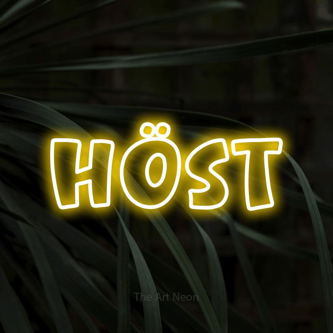 LED neon sign reading “HÖST”, arranged in a single line.
