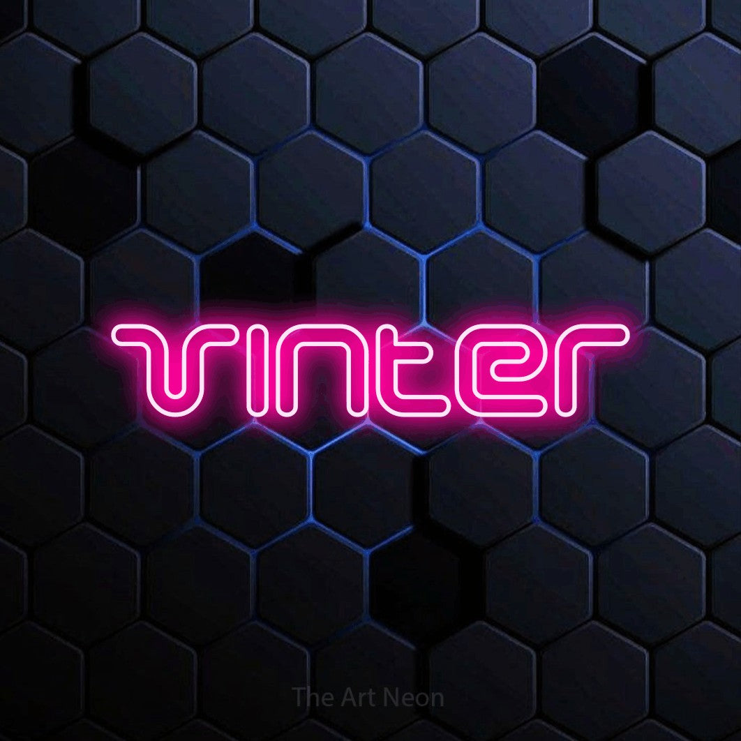 LED neon sign reading “Vinter”, arranged in a single line.