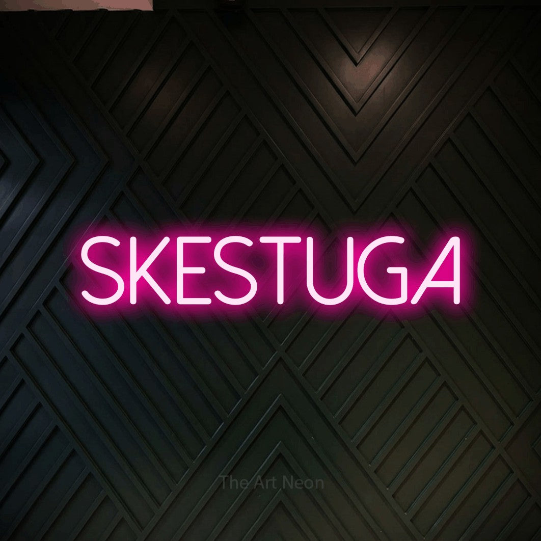 LED neon sign reading “fiskestuga”, arranged in a single line.