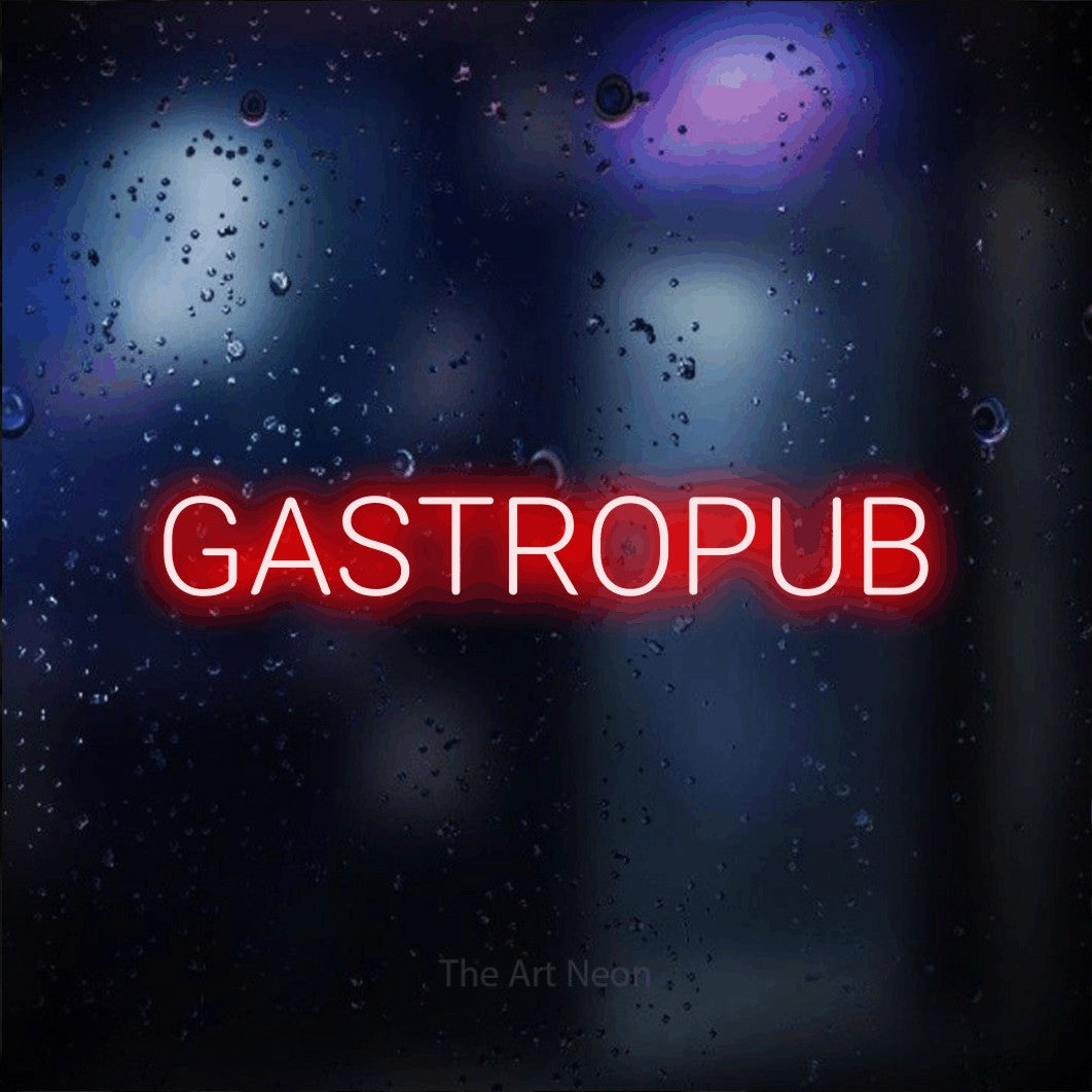 LED neon sign reading “GASTROPUB”, arranged in a single line.