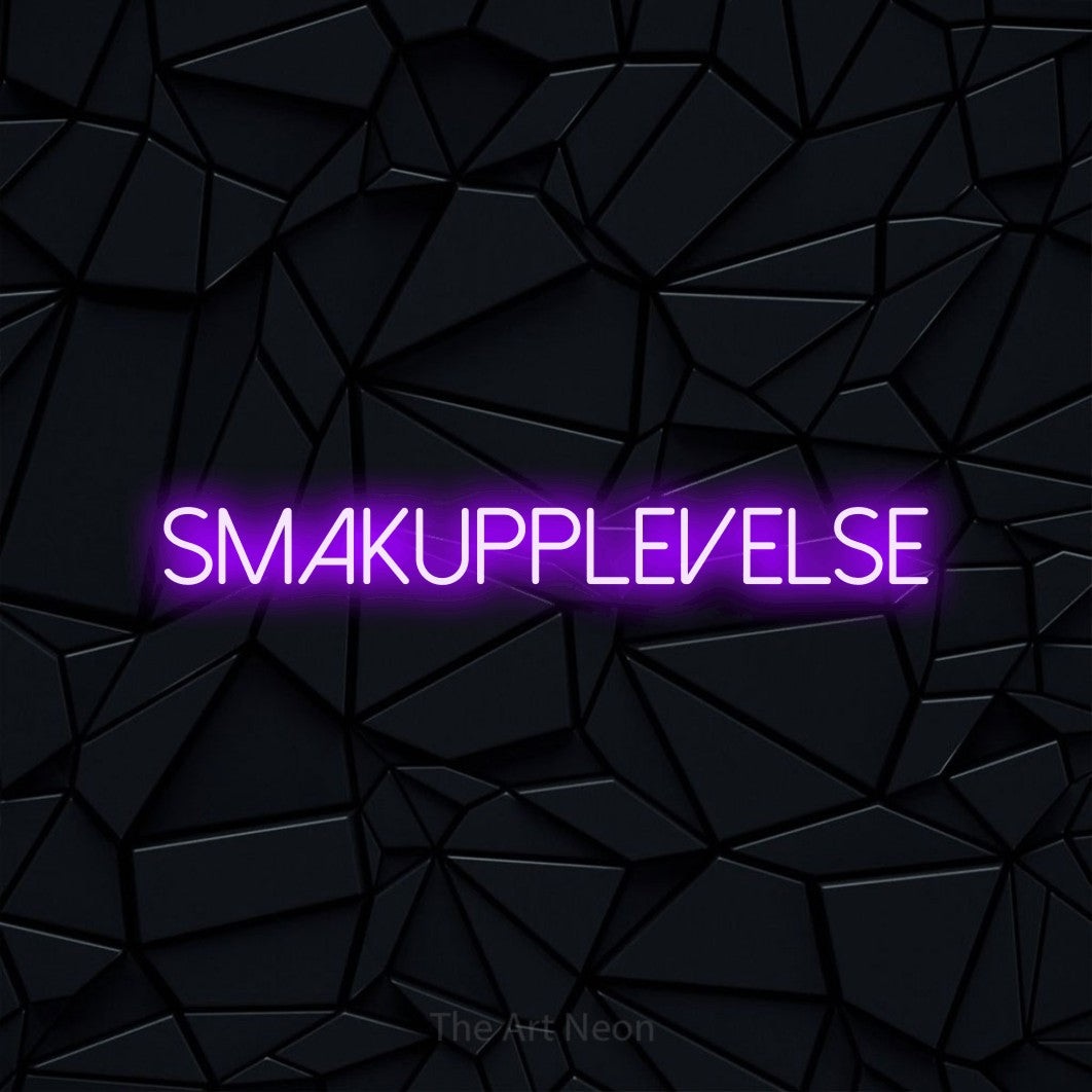 LED neon sign reading “Smakupplevelse”, arranged in a single line.