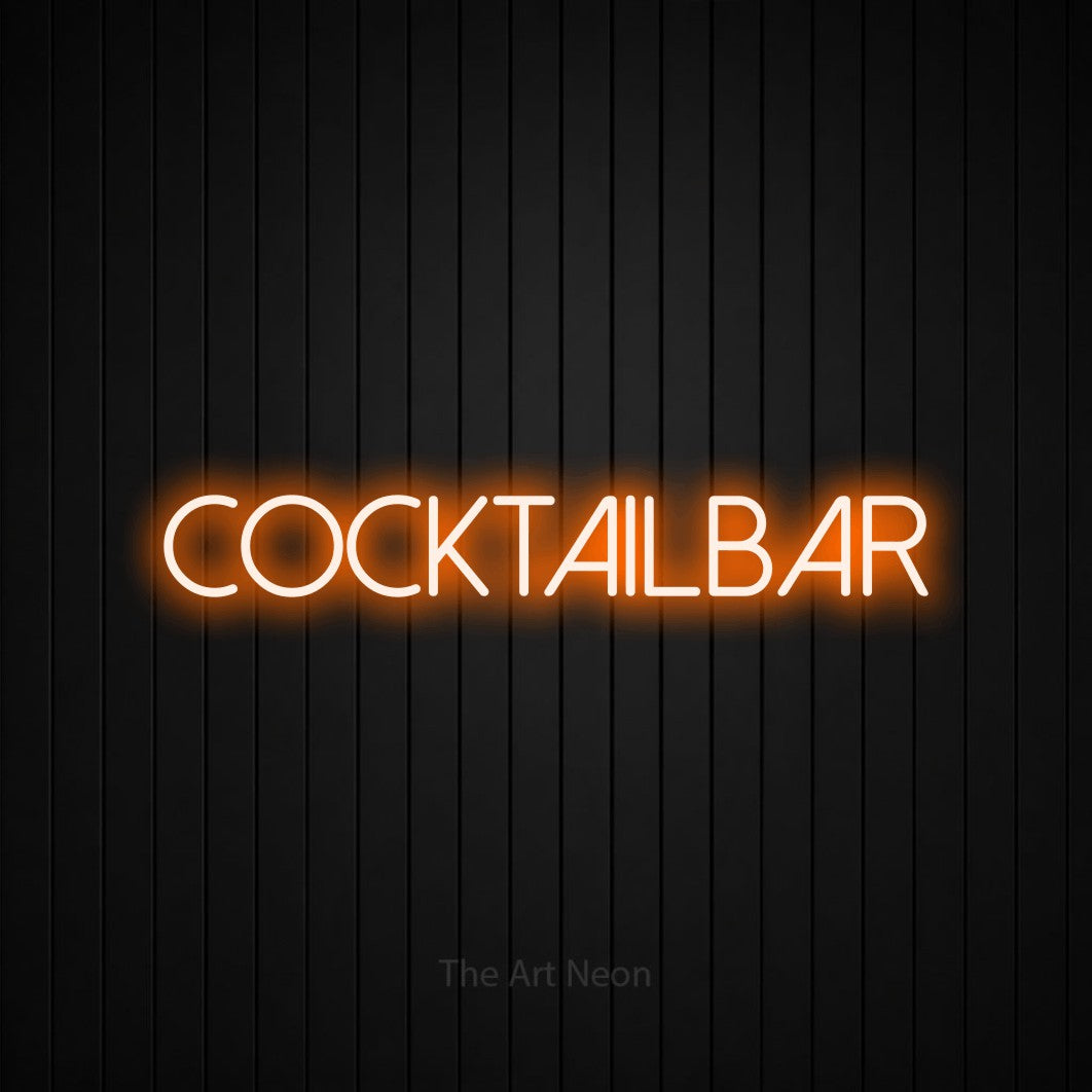 LED neon sign reading “COCKTAILBAR”, arranged in a single line.