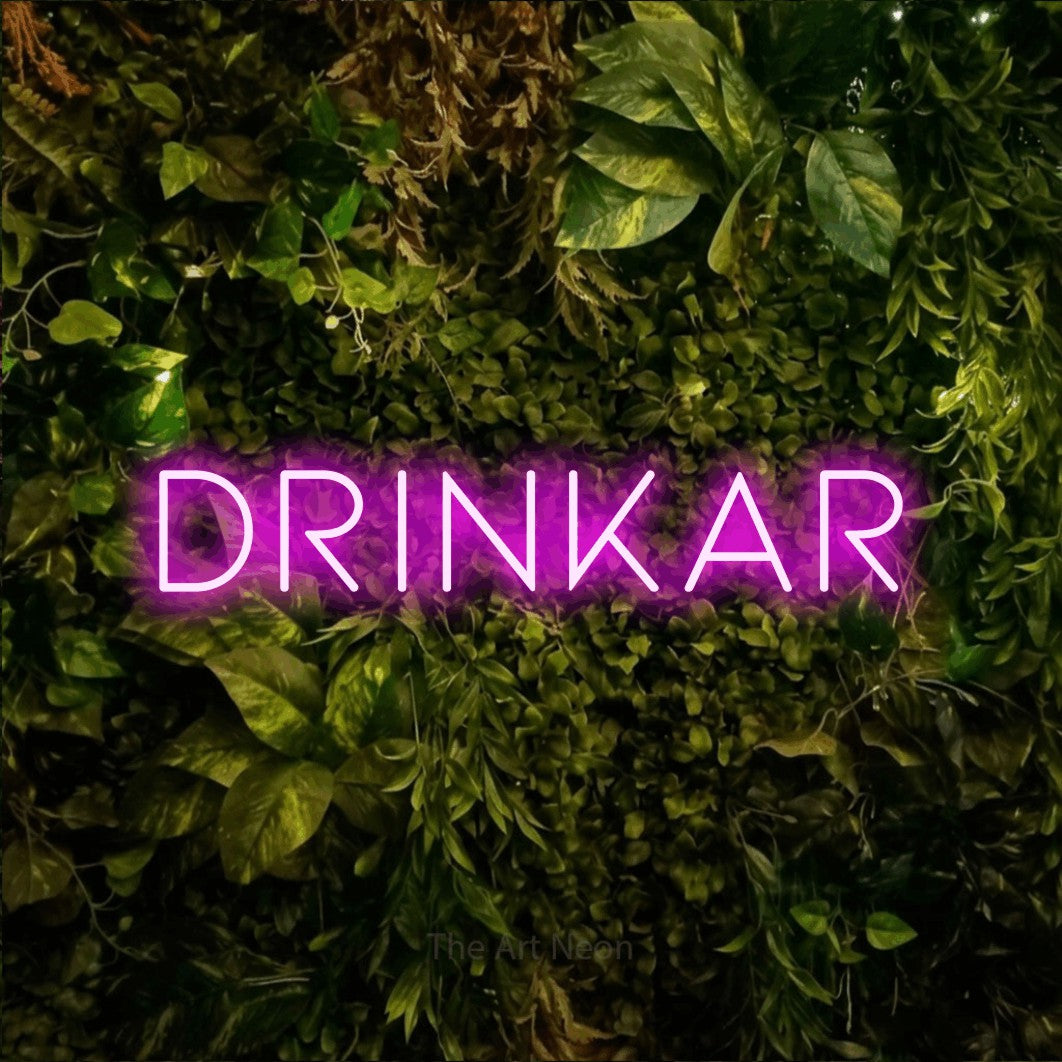 LED neon sign reading “drinkar”, arranged in a single line.