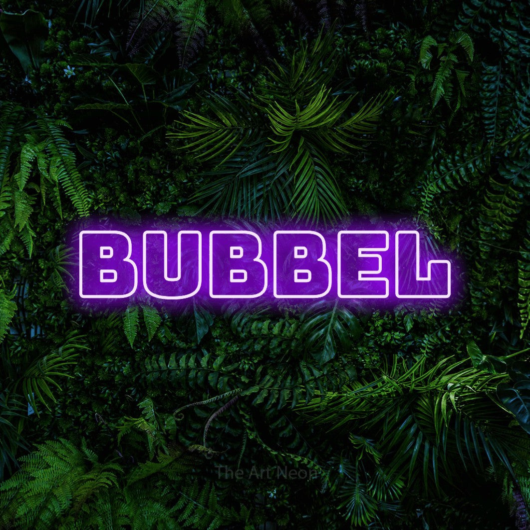 LED neon sign reading “Bubbel”, arranged in a single line.