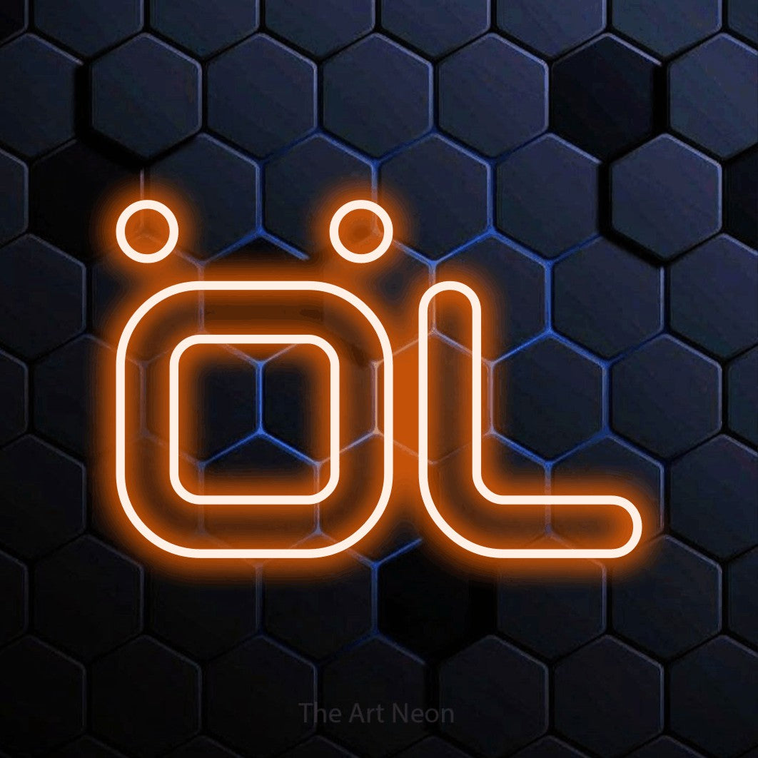 LED neon sign reading “ÖL”, arranged in a single line.