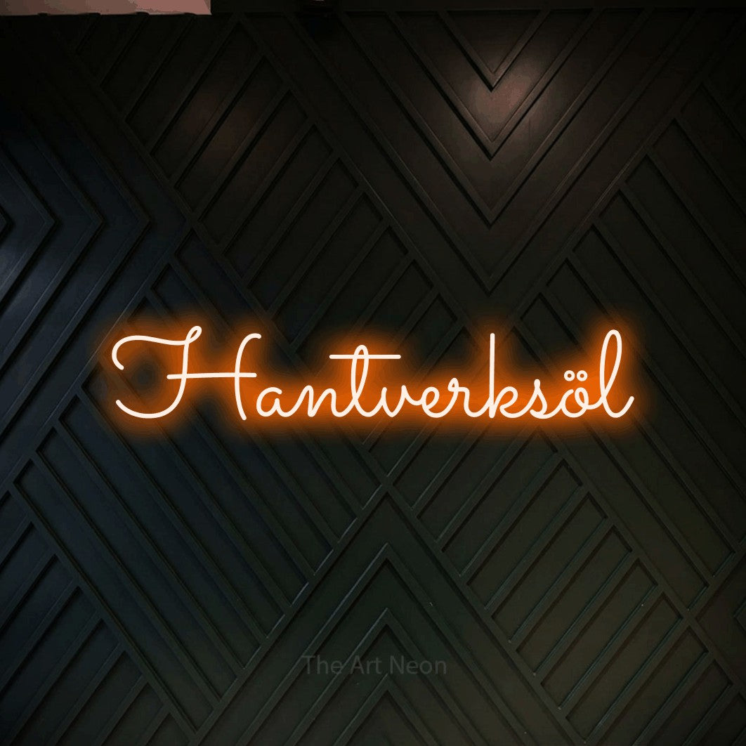 LED neon sign reading “Hantverksöl”, arranged in a single line.
