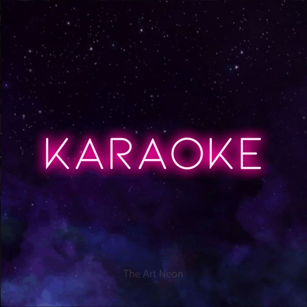 LED neon sign reading “Karaoke”, arranged in a single line.