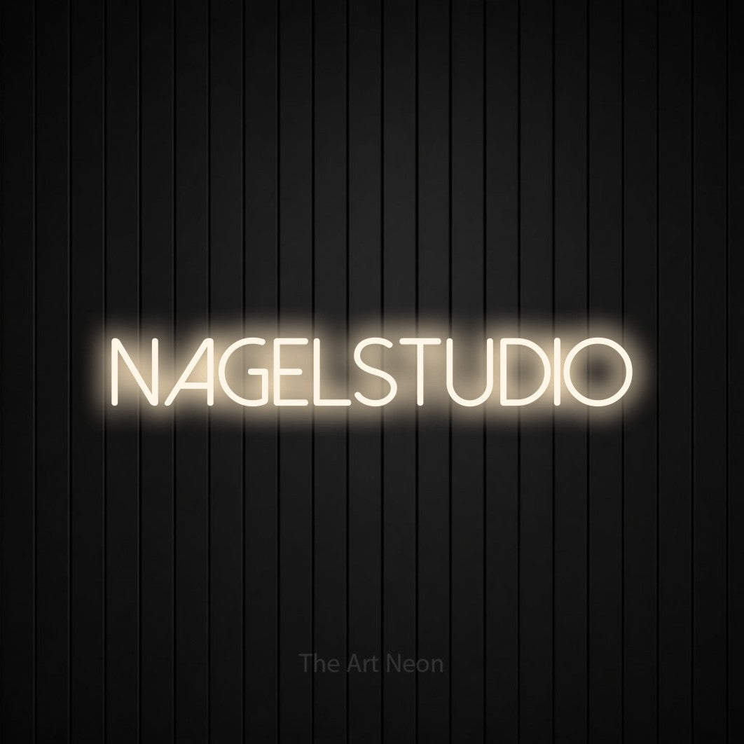 LED neon sign reading “Nagelstudio”, arranged in a single line.