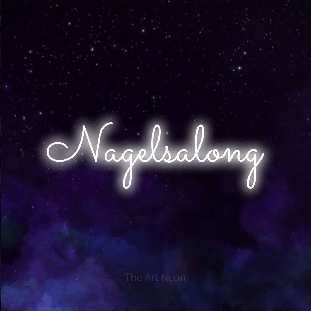 LED neon sign reading “Nagelsalong”, arranged in a single line.