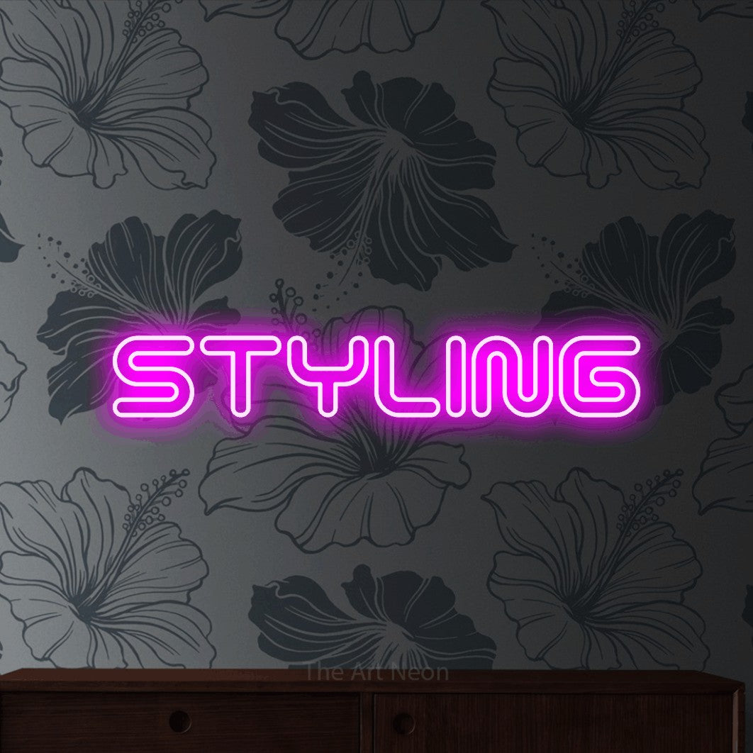 LED neon sign reading “STYLING”, arranged in a single line.