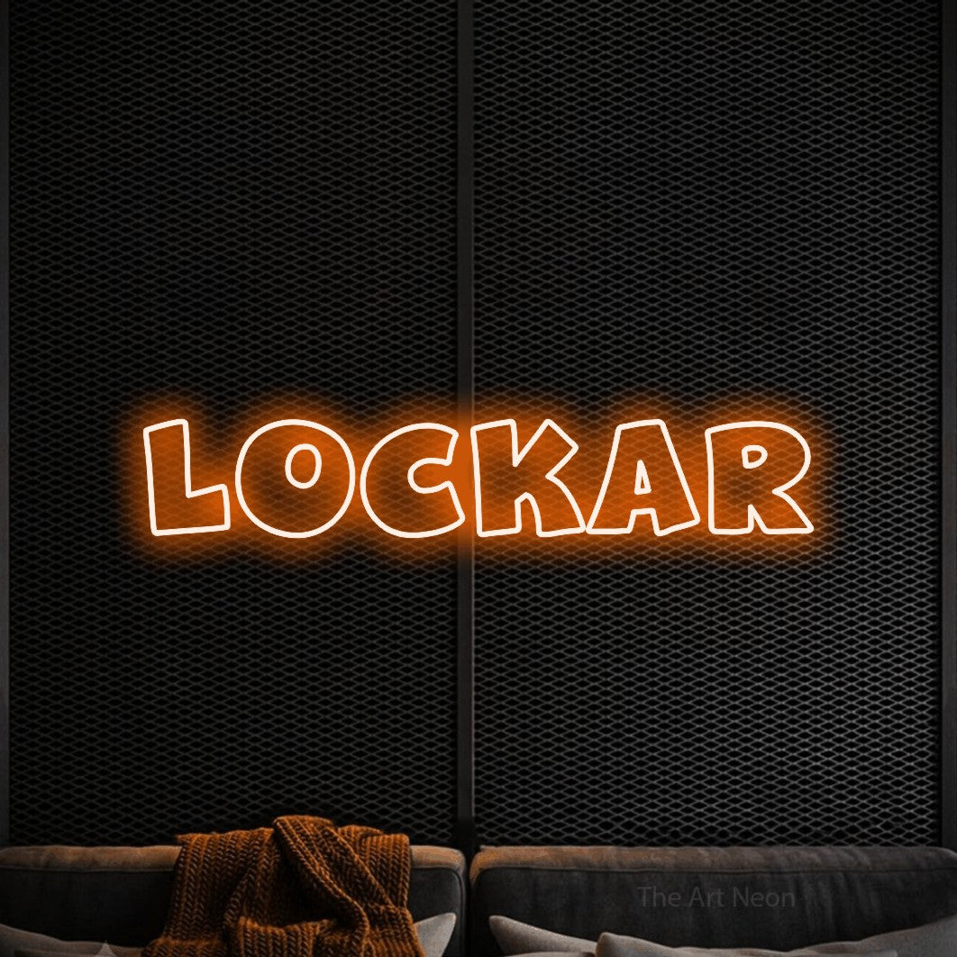 LED neon sign reading “LOCKAR”, arranged in a single line.