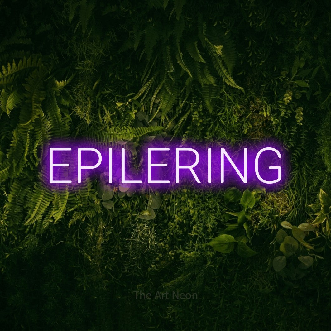 LED neon sign reading “EPILERING”, arranged in a single line.