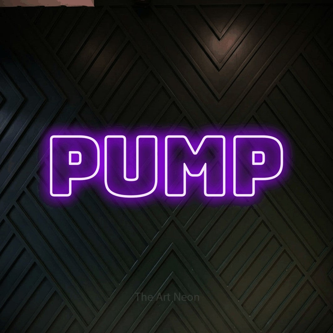LED neon sign reading “Pump”, arranged in a single line.