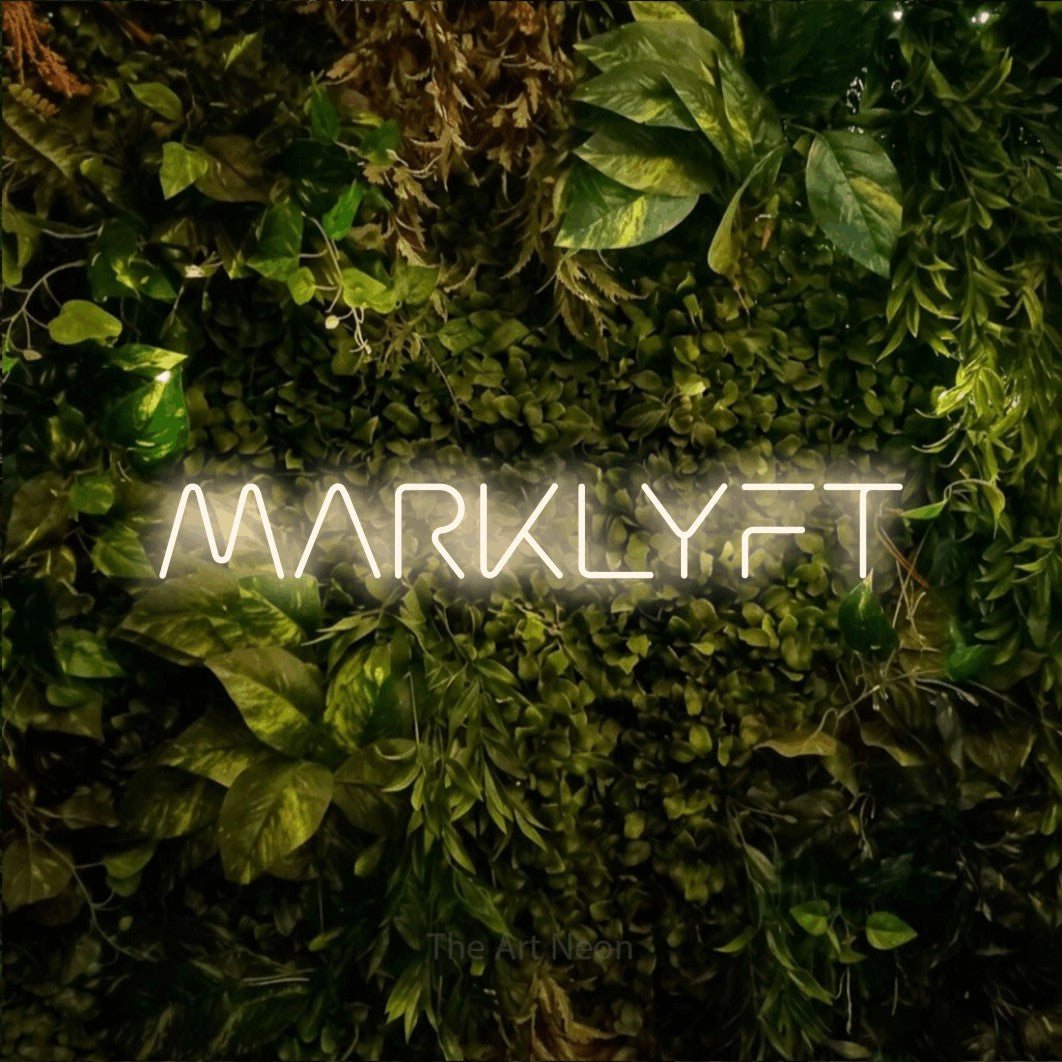 LED neon sign reading “MARKLYFT”, arranged in a single line.