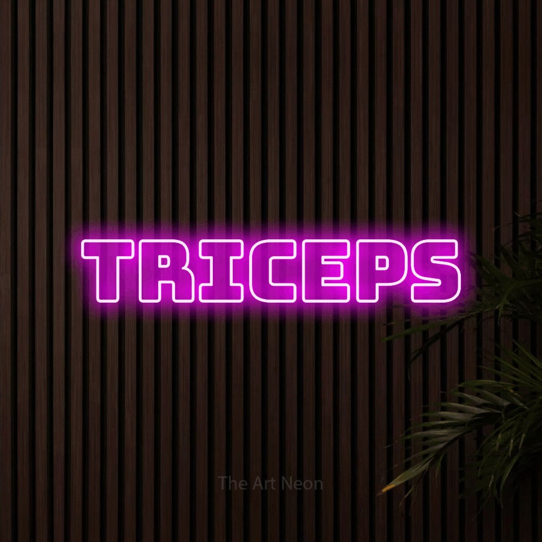 LED neon sign reading “Triceps”, arranged in a single line.