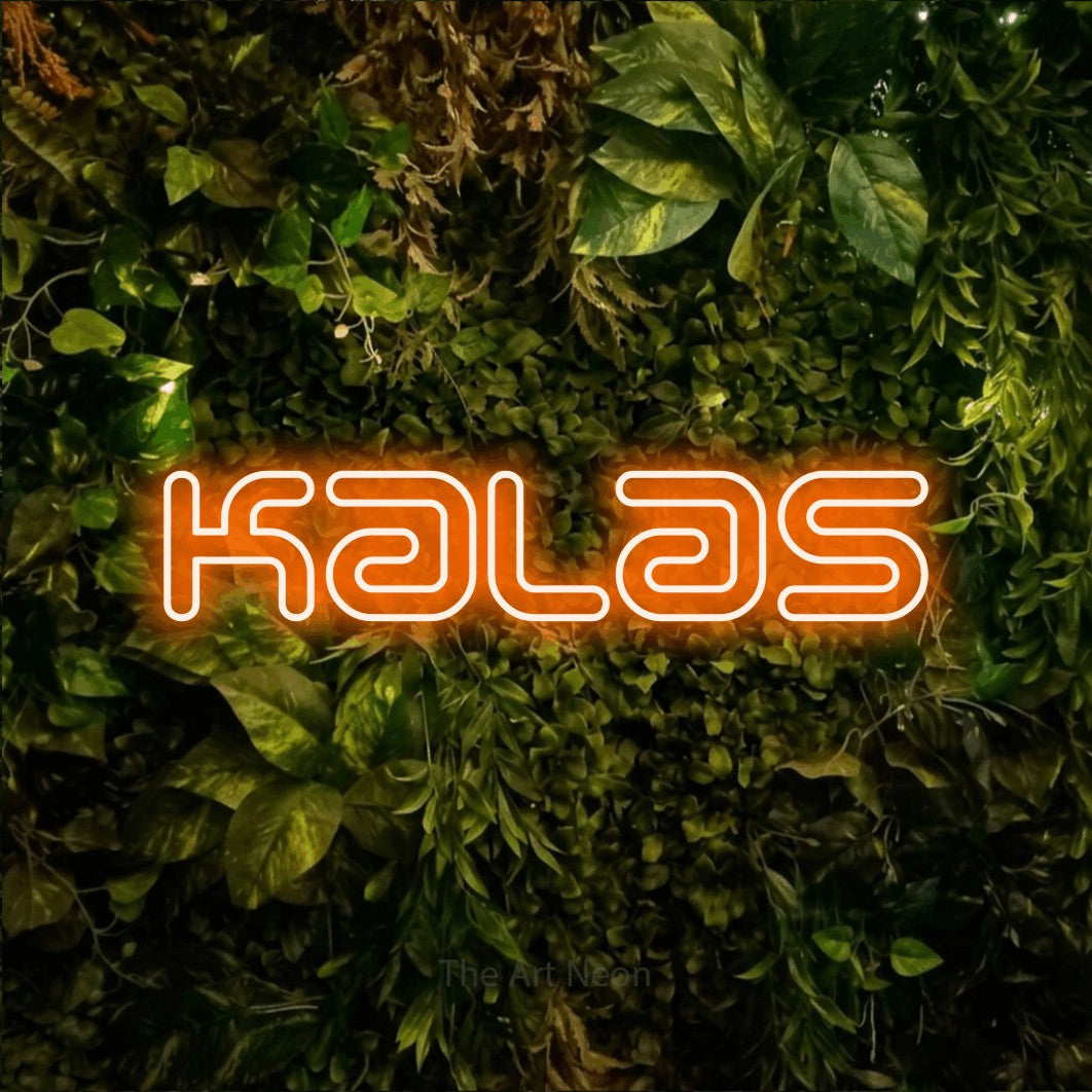 LED neon sign reading “Kalas”, arranged in a single line.