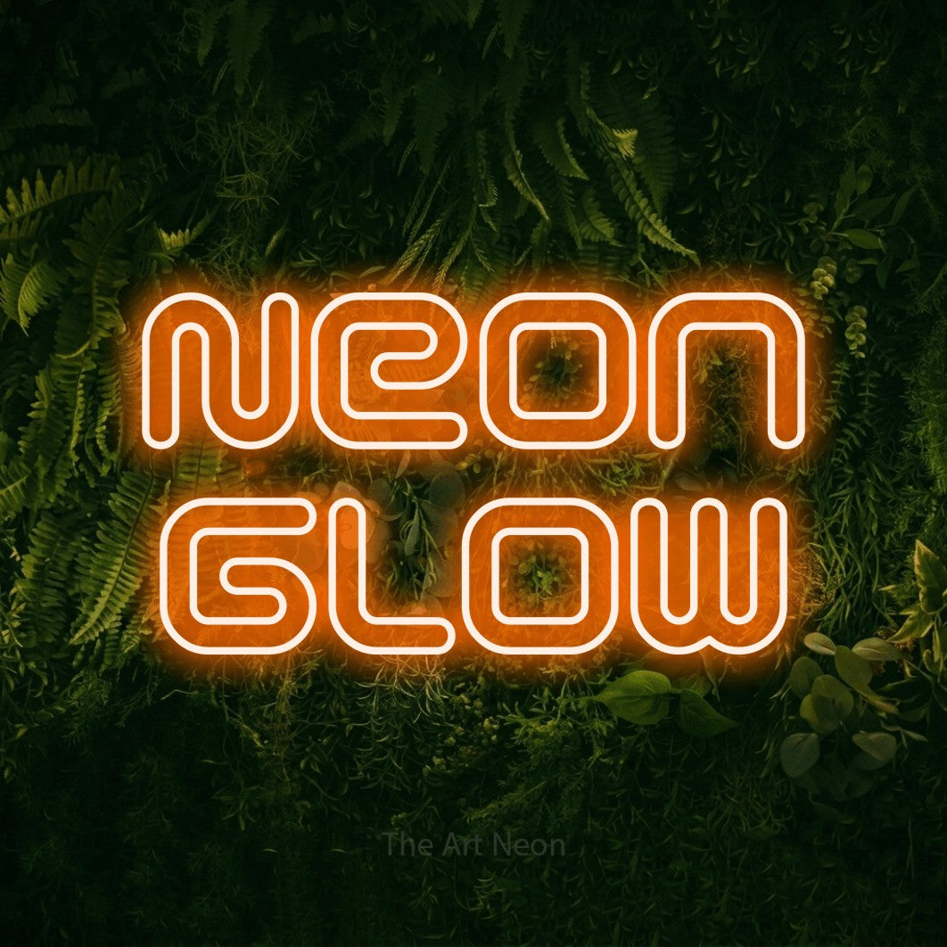 LED neon sign reading “Neon Glow”, arranged in 2 lines.