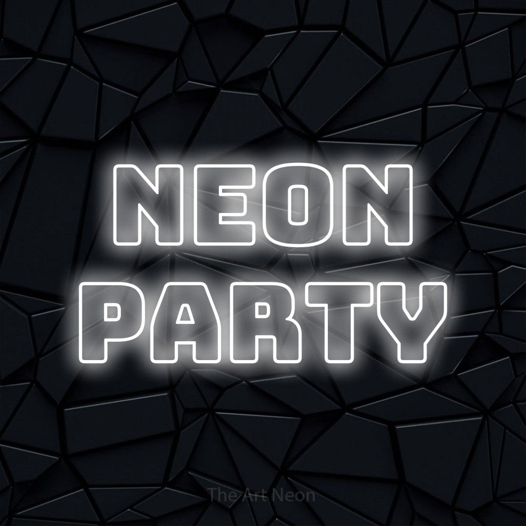 LED neon sign reading “NEON PARTY”, arranged in 2 lines.