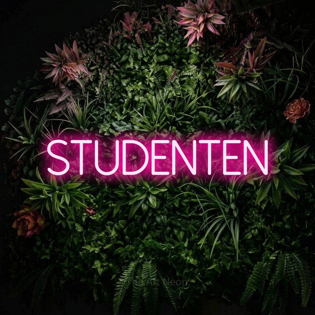 LED neon sign reading “Studenten”, arranged in a single line.