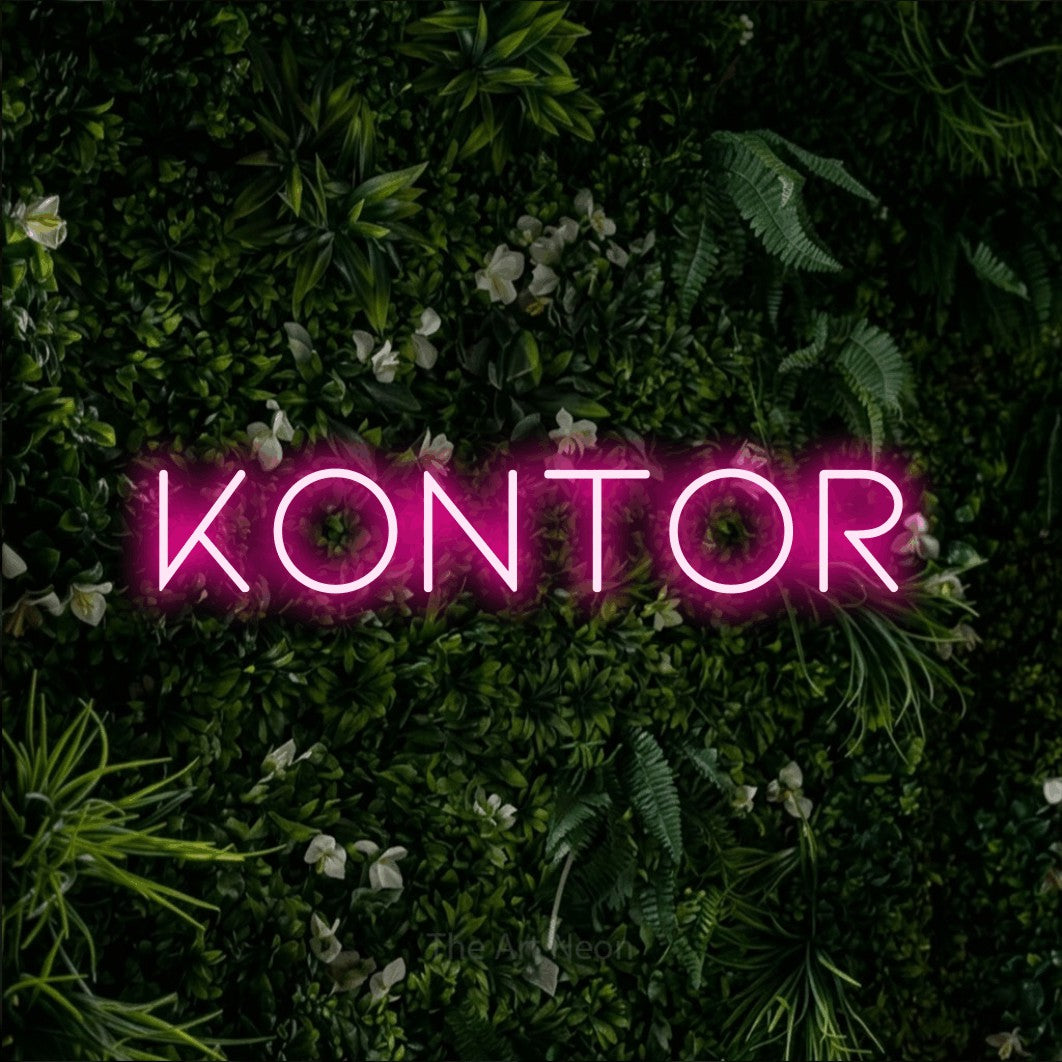 LED neon sign reading “KONTOR”, arranged in a single line.