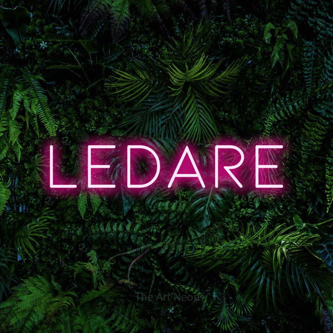 LED neon sign reading “Ledare”, arranged in a single line.