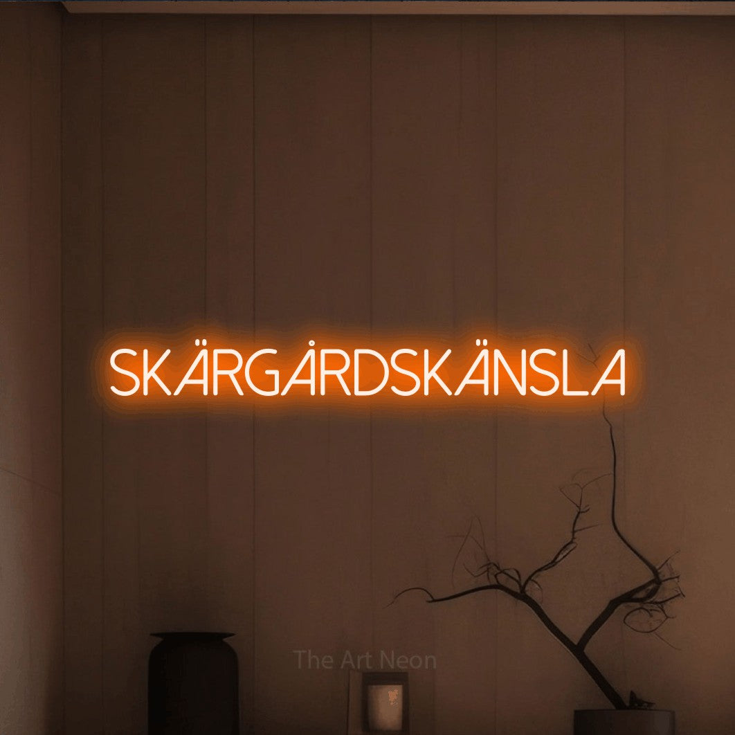 LED neon sign reading “Skärgårdskänsla”, arranged in a single line.