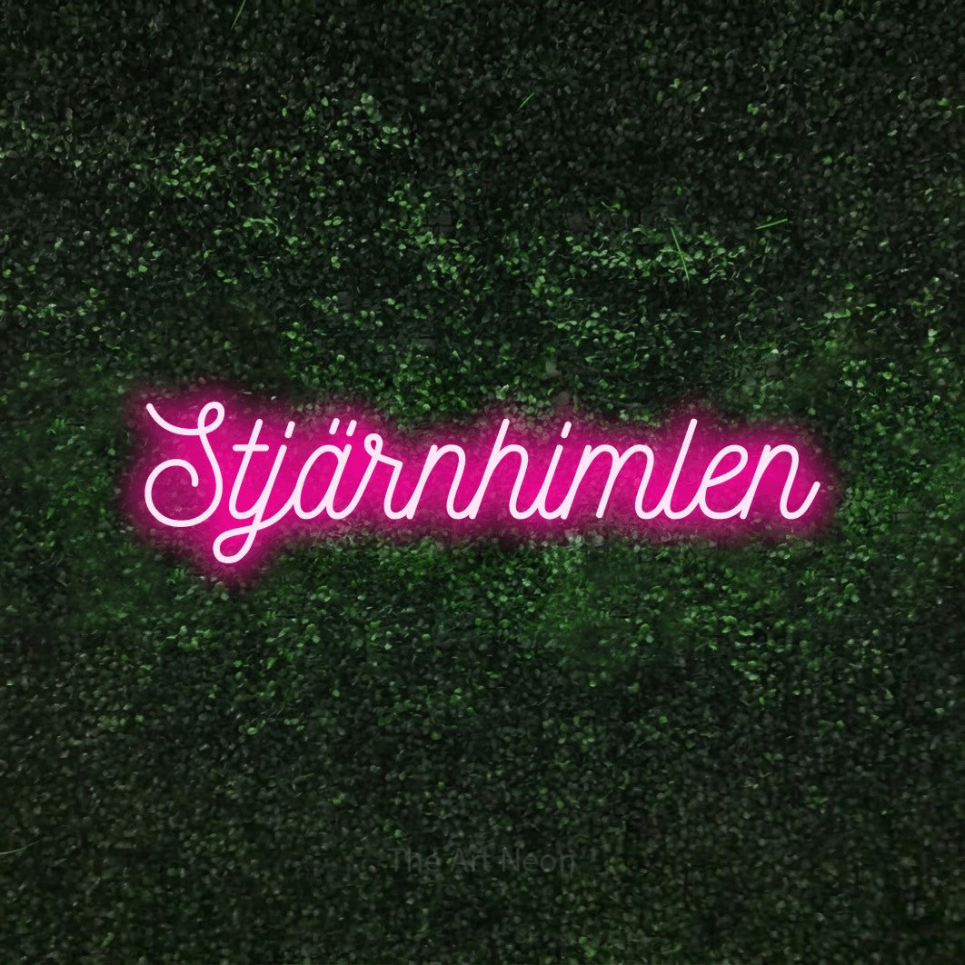 LED neon sign reading “Stjärnhimlen”, arranged in a single line.