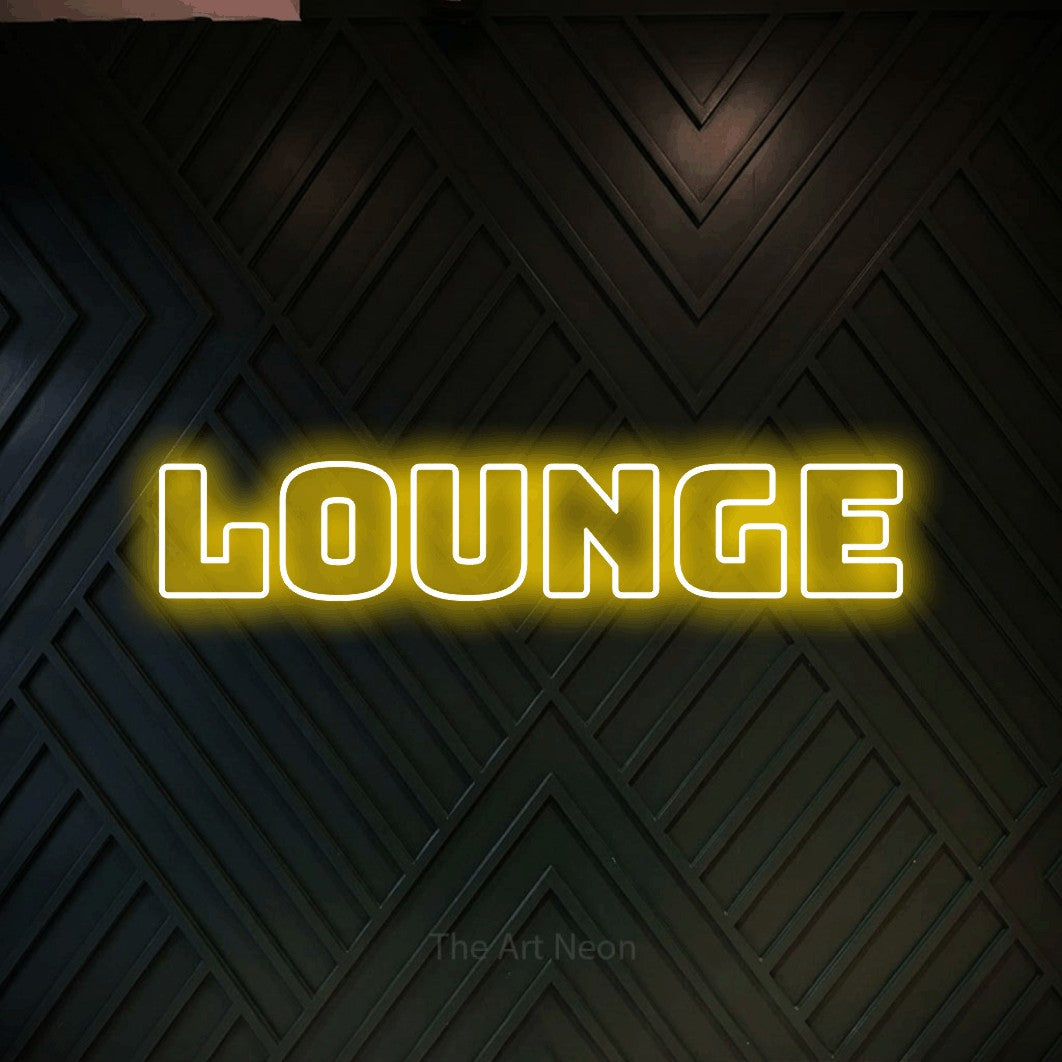 LED neon sign reading “Lounge”, arranged in a single line.