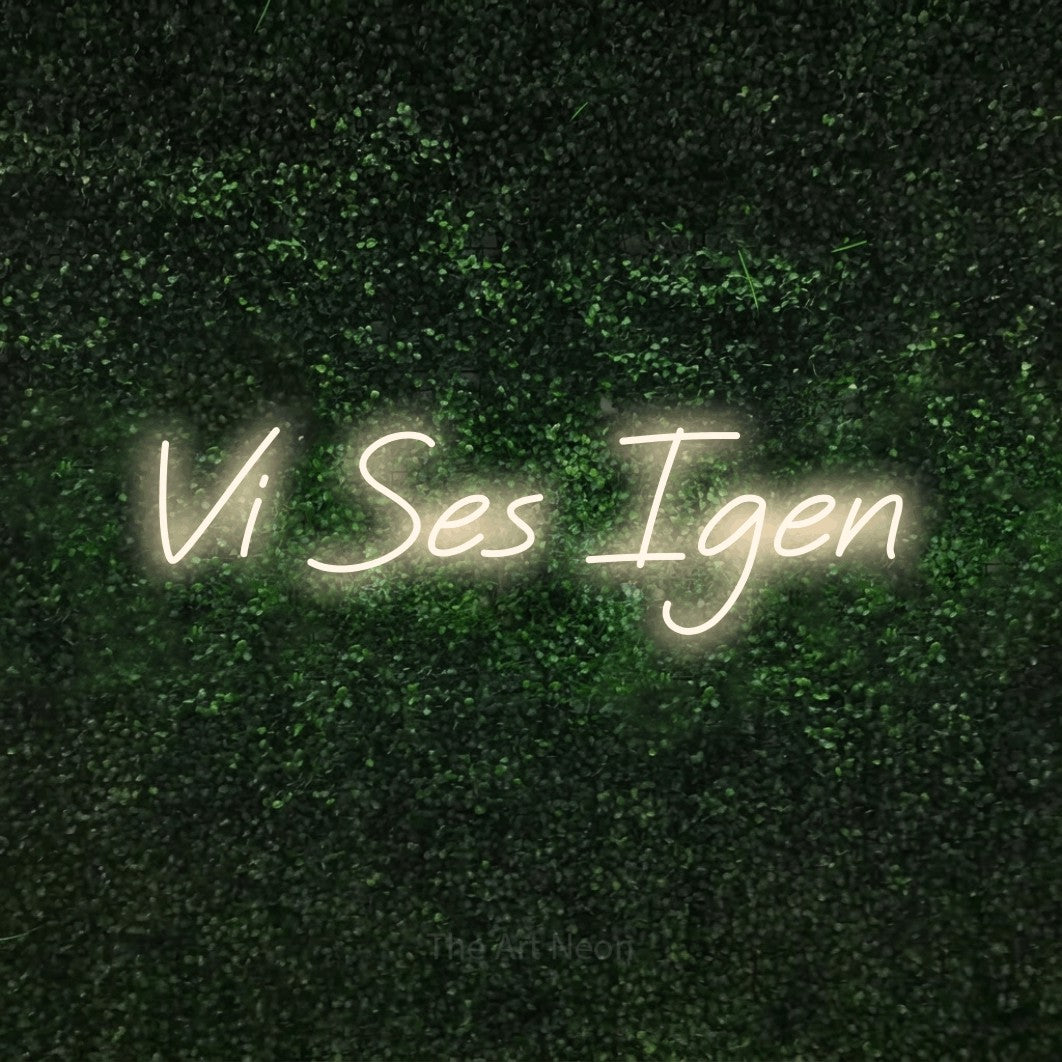 LED neon sign reading “Vi Ses Igen”, arranged in a single line.