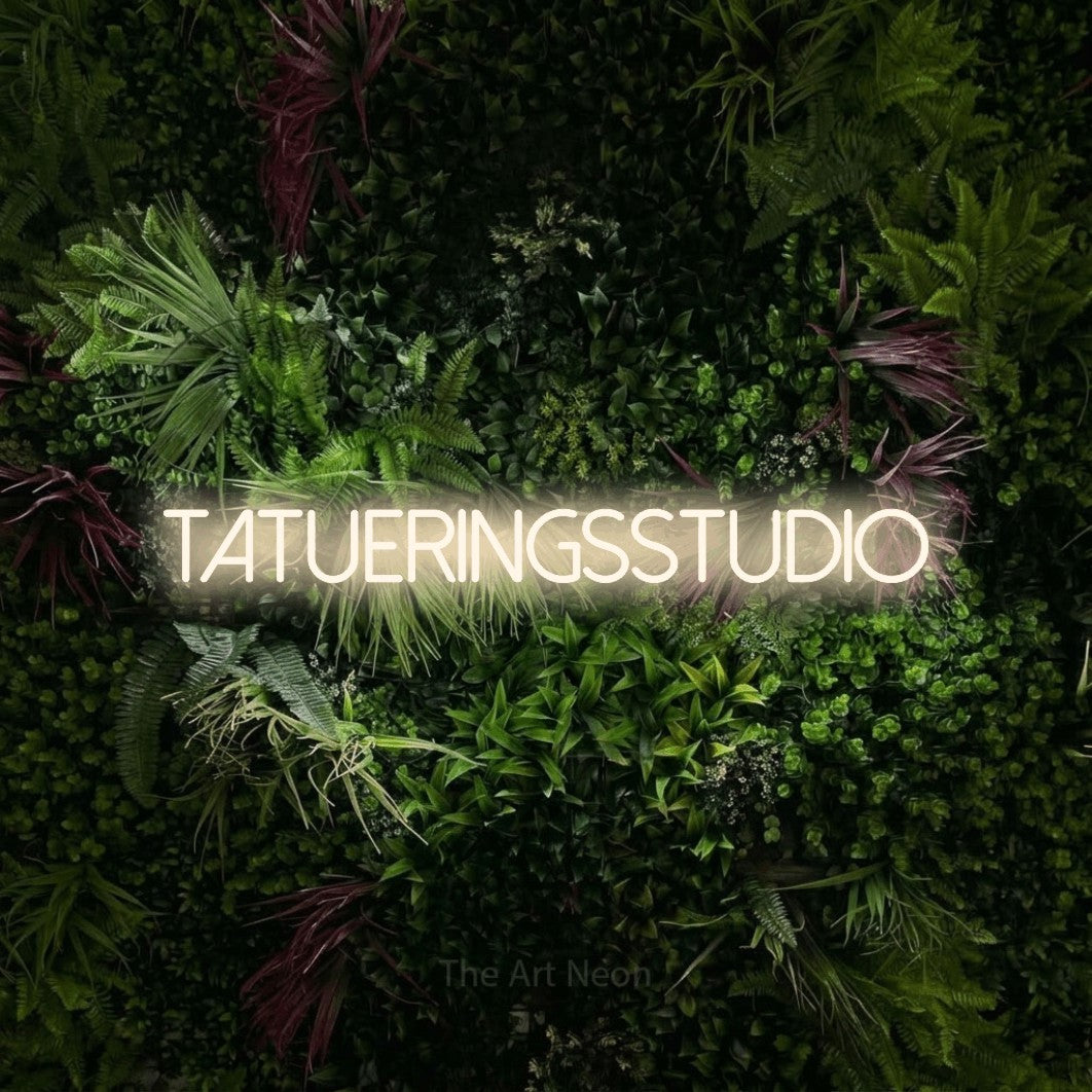 LED neon sign reading “Tatueringsstudio”, arranged in a single line.