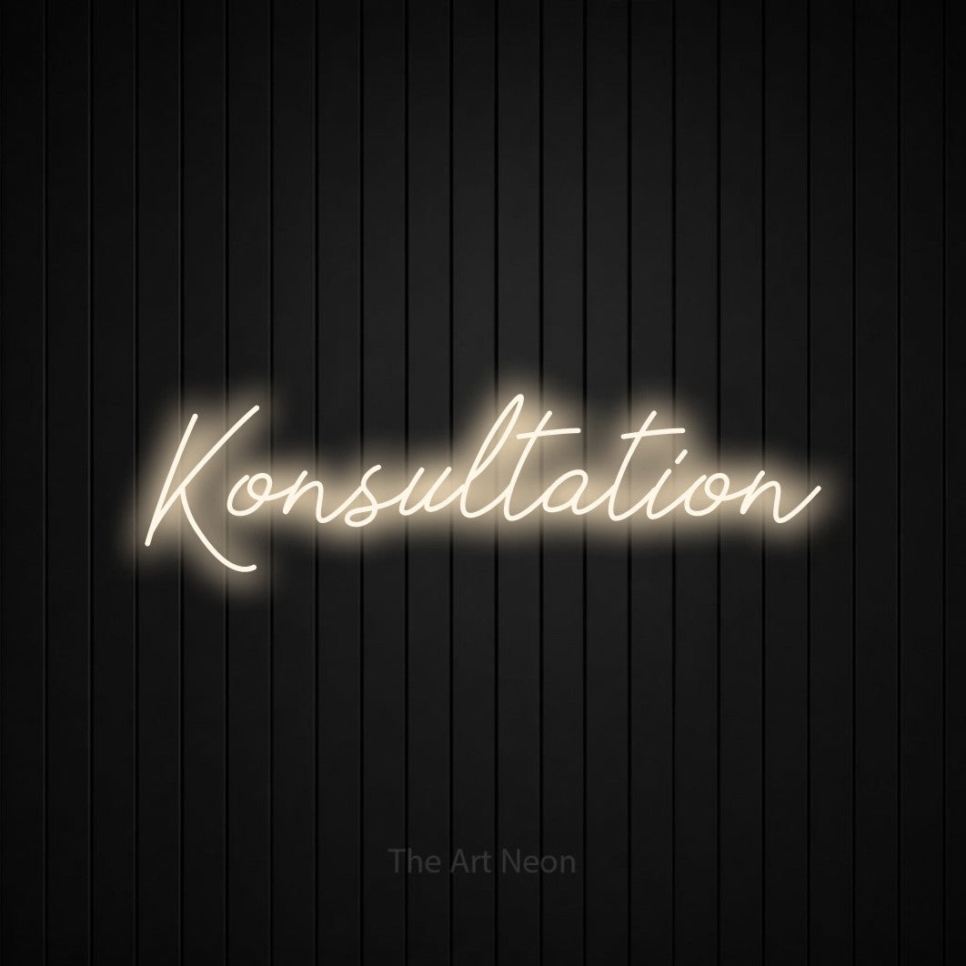 LED neon sign reading “Konsultation”, arranged in a single line.