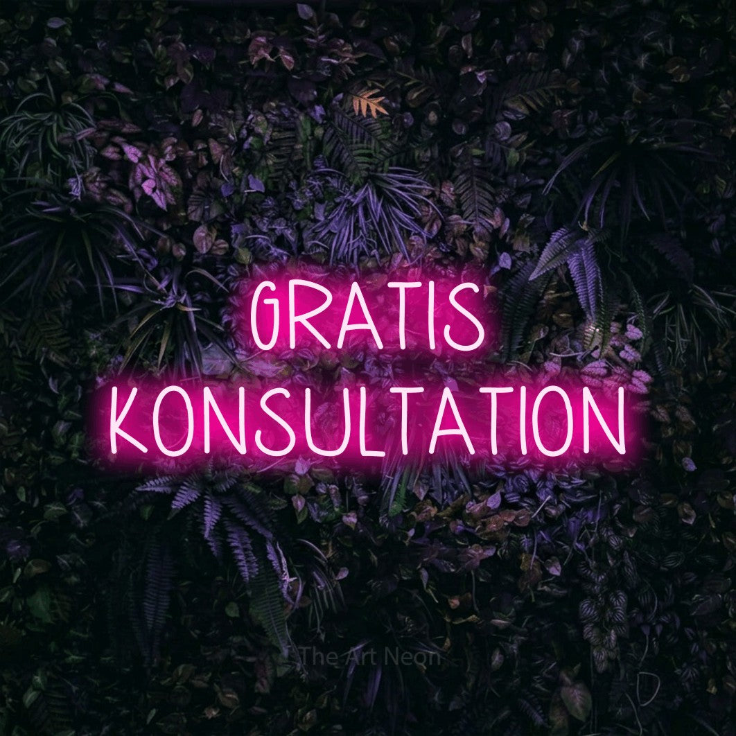 LED neon sign reading “GRATIS KONSULTATION”, arranged in 2 lines.