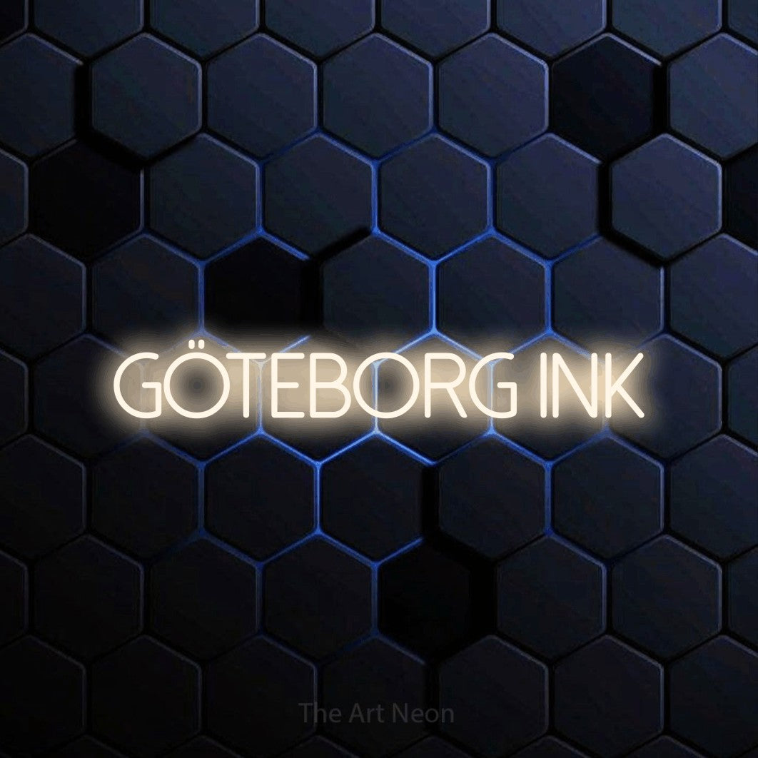 LED neon sign reading “GÖTEBORG INK”, arranged in a single line.