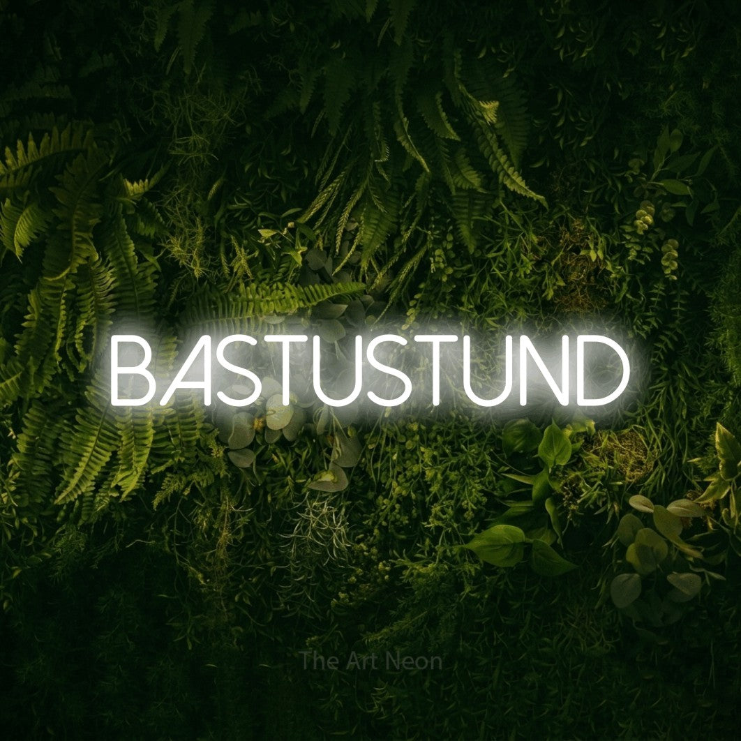 LED neon sign reading “Bastustund”, arranged in a single line.
