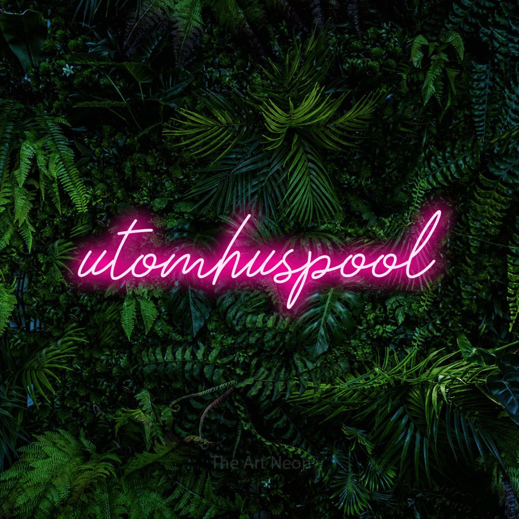 LED neon sign reading “utomhuspool”, arranged in a single line.