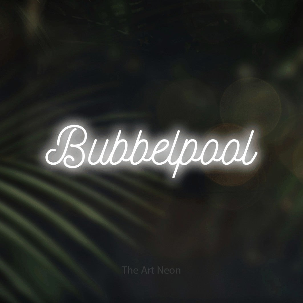 LED neon sign reading “Bubbelpool”, arranged in a single line.