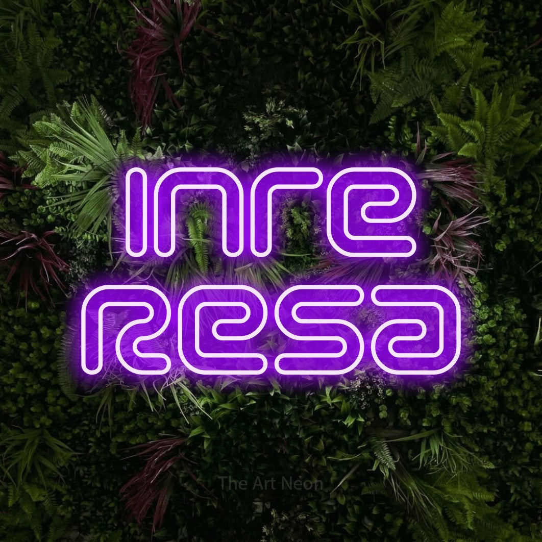 LED neon sign reading “Inre Resa”, arranged in 2 lines.