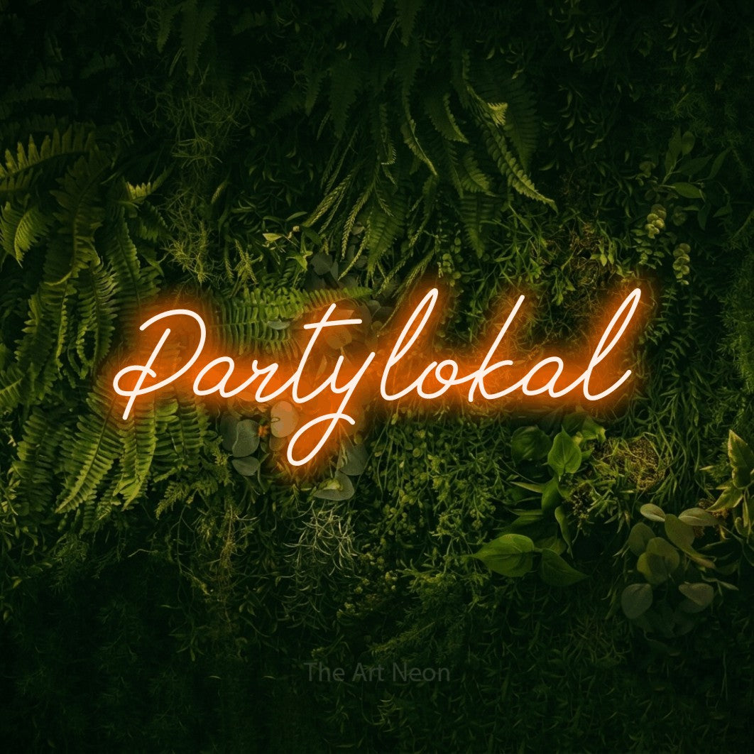 LED neon sign reading “Partylokal”, arranged in a single line.