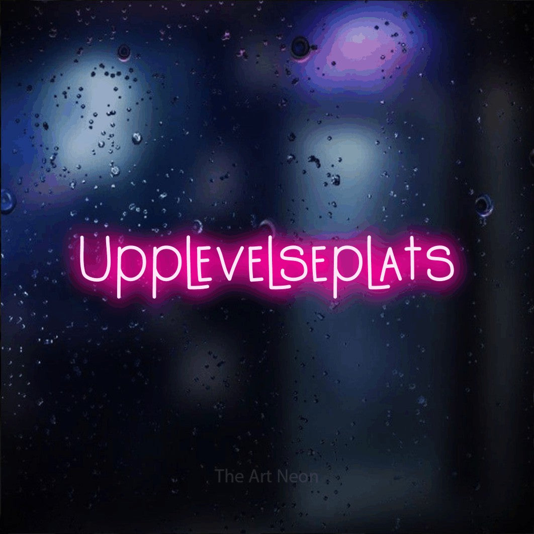 LED neon sign reading “Upplevelseplats”, arranged in a single line.