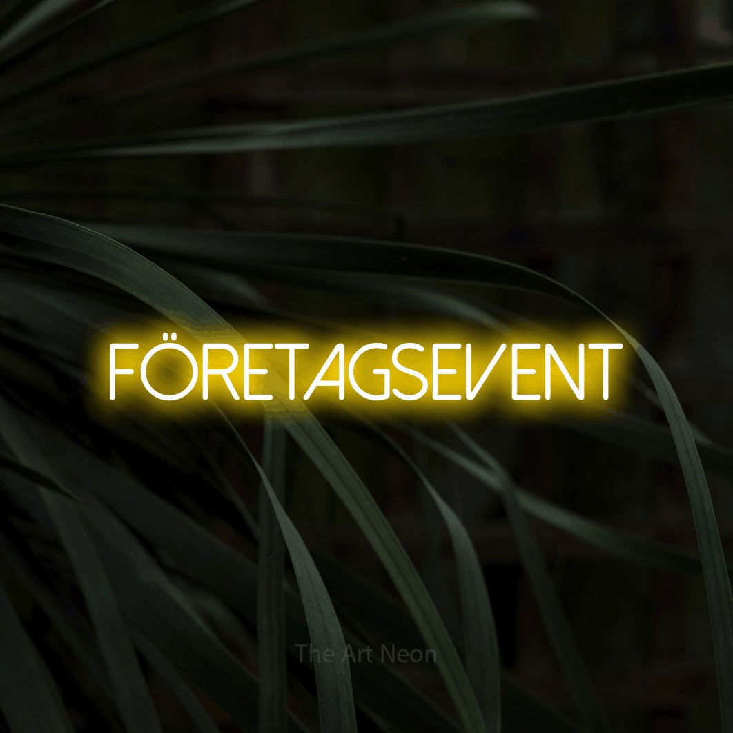LED neon sign reading “företagsevent”, arranged in a single line.